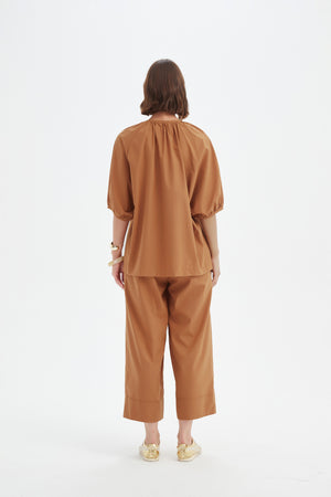Gathered Notch Neck Top