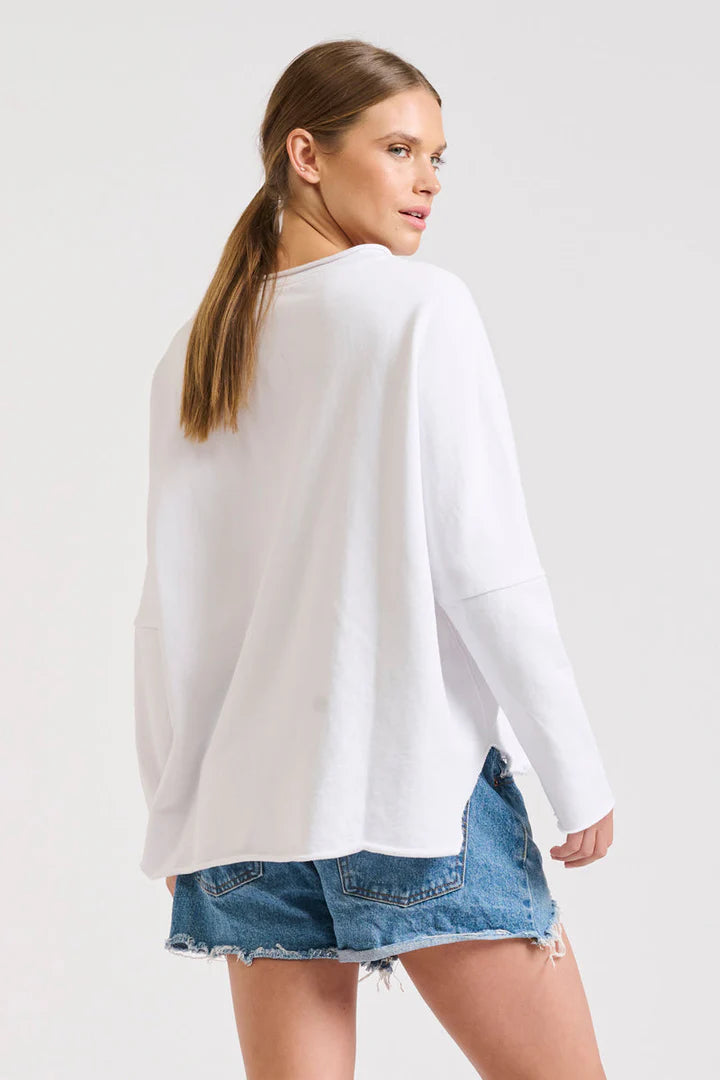 Raw Long sleeve Sweatshirt- White