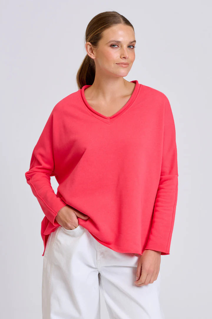 Raw V2 Neck Sweatshirt- Nantucket Red