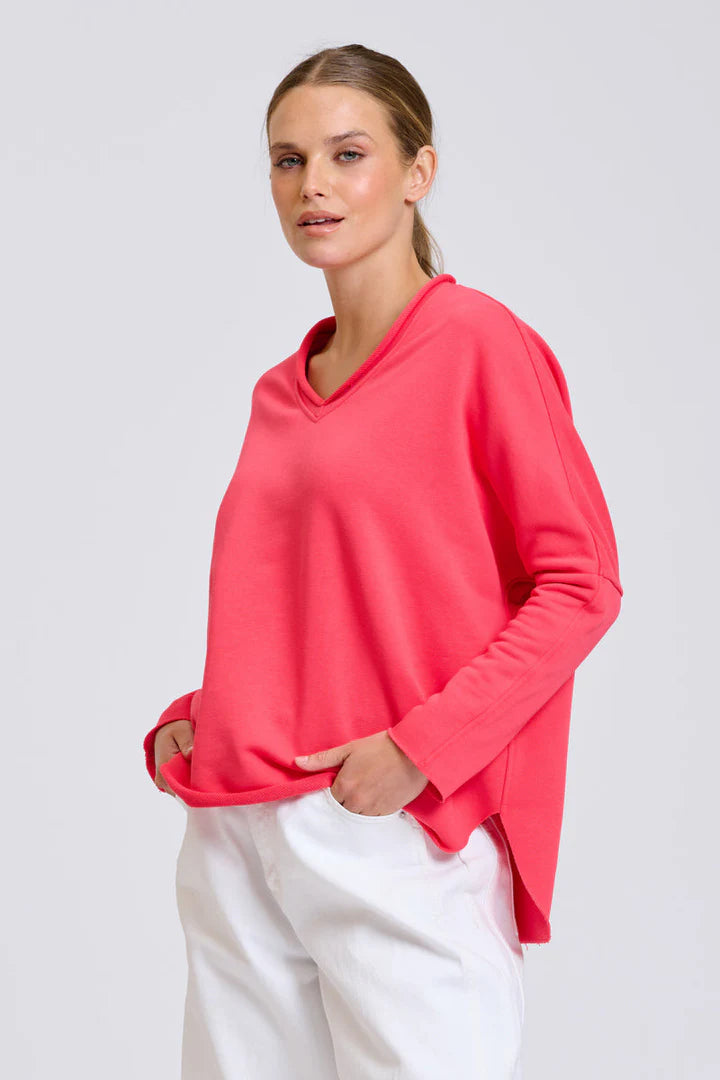 Raw V2 Neck Sweatshirt- Nantucket Red