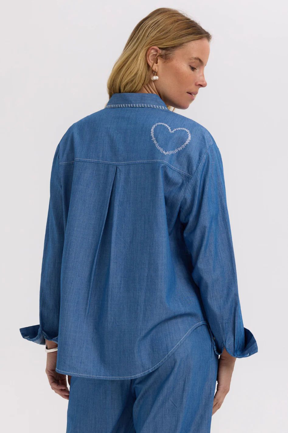 Hand Work Denim Shirt - Washed Denim