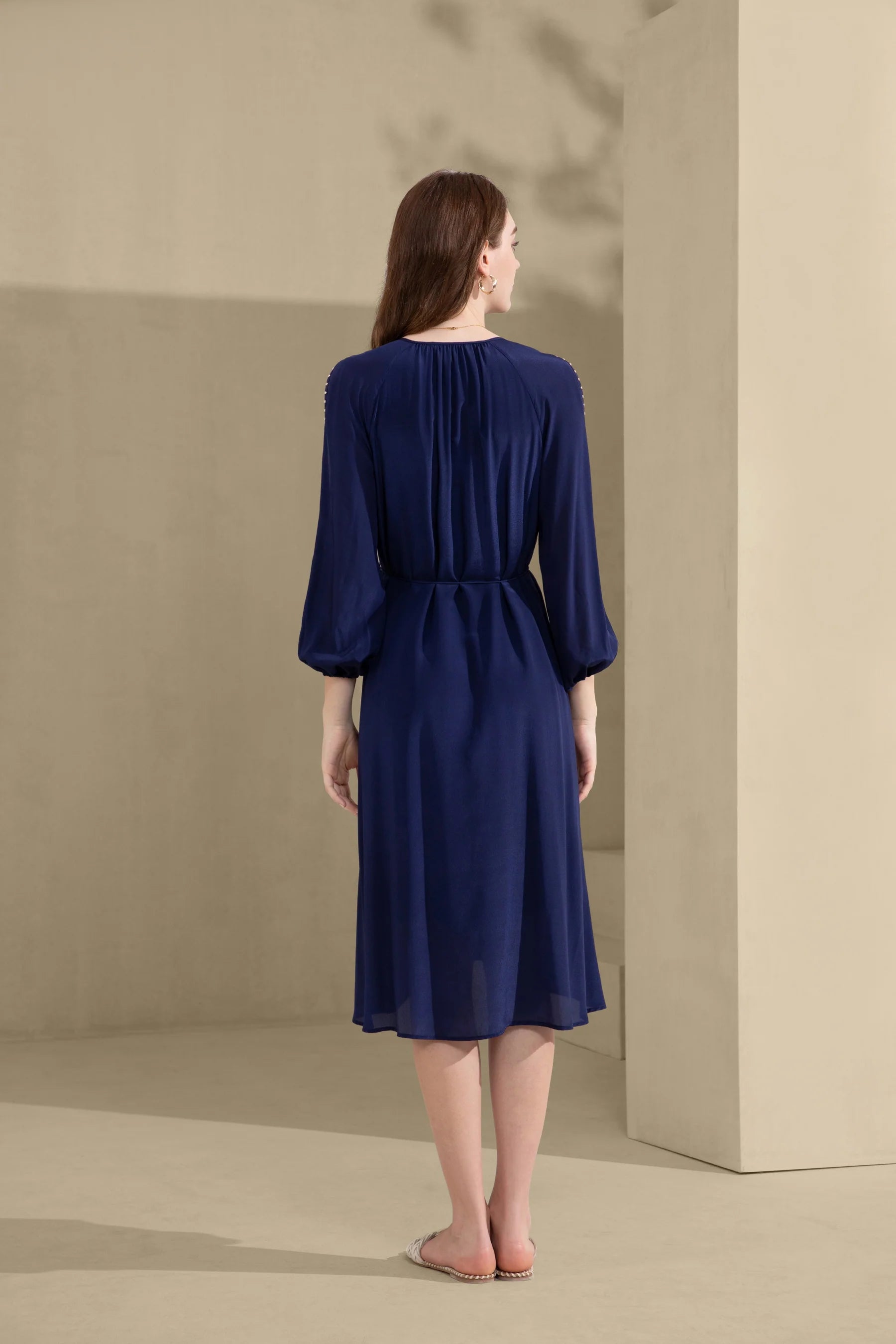 Tahari Silk Long Sleeve Dress