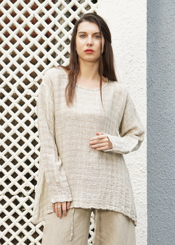 Jane Linen Top-CREAM