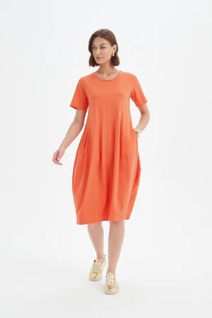 Short Sleeve Diagonal Seam Dress