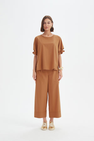 Ruffle Sleeve Lyocell Top