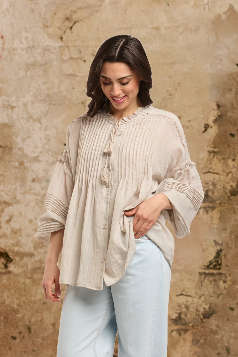 ANGELICA SHIRT-BEIGE