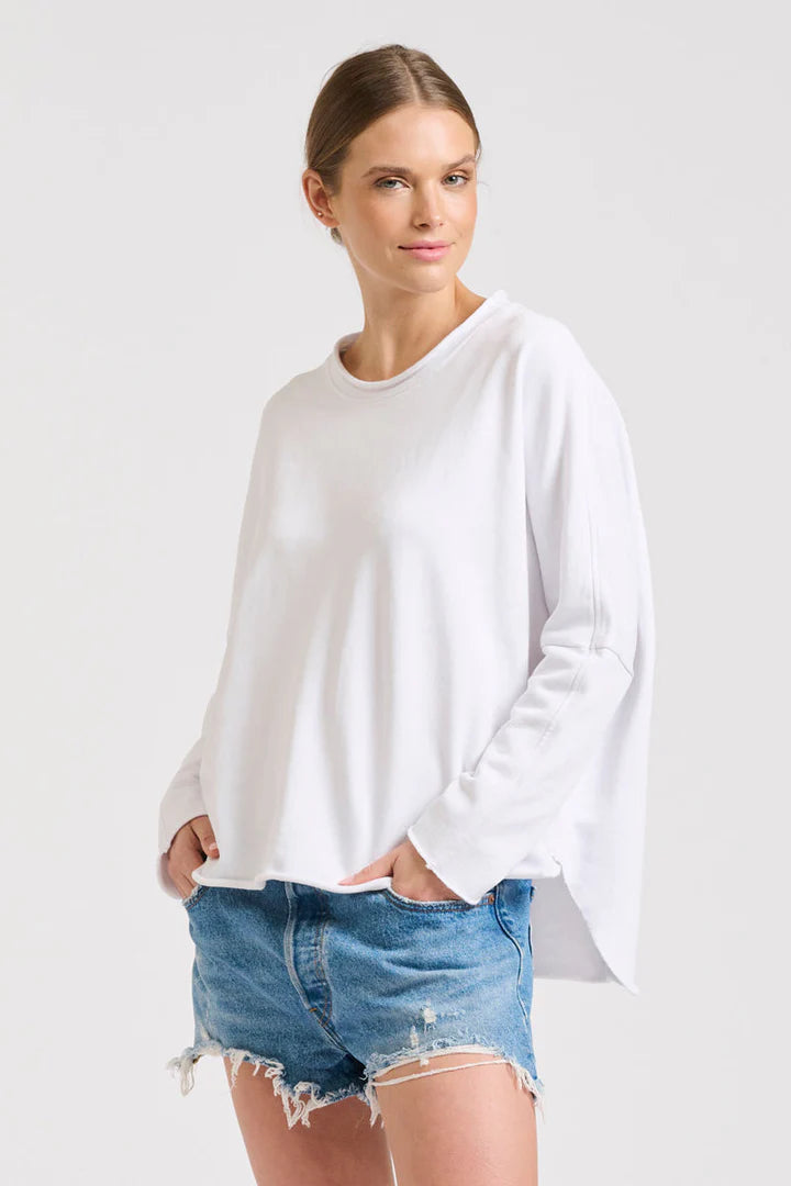 Raw Long sleeve Sweatshirt- White