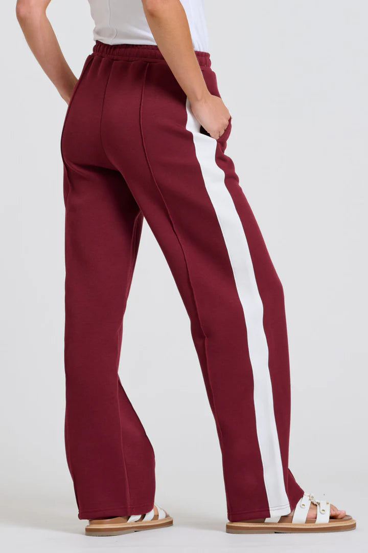 The Lola Pant-Plum with Ivory Stripe