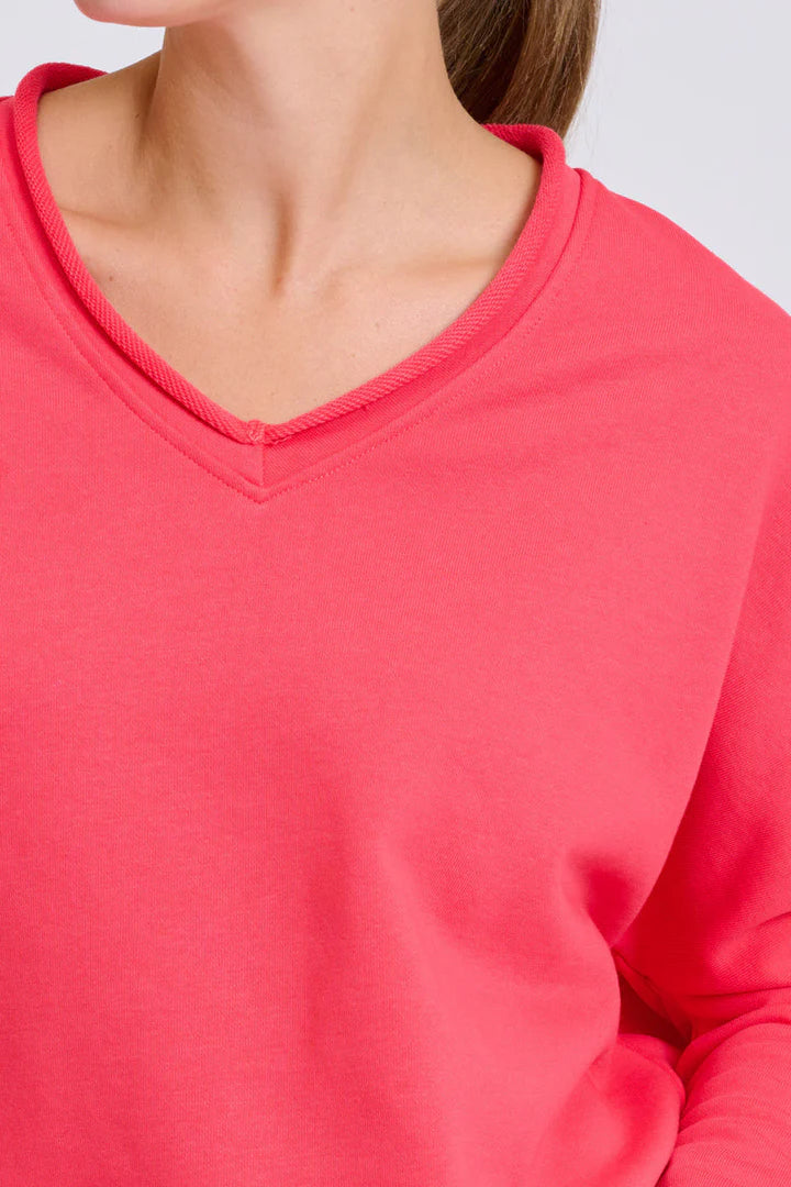 Raw V2 Neck Sweatshirt- Nantucket Red