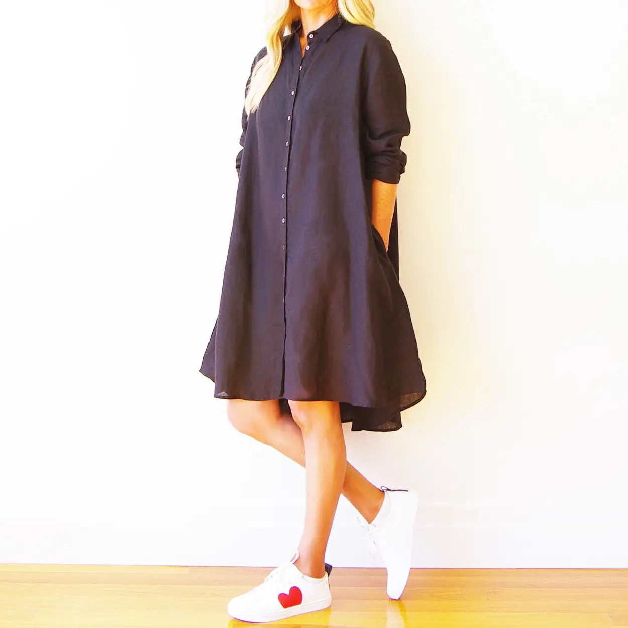 Murphy Linen Dress-BLACK