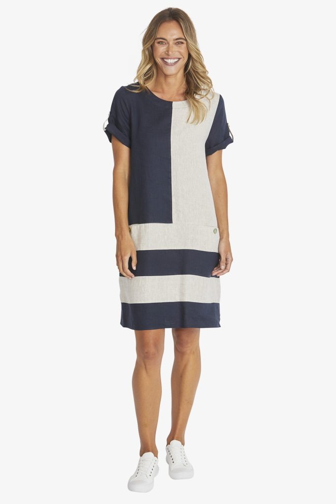 Color Block Linen Dress